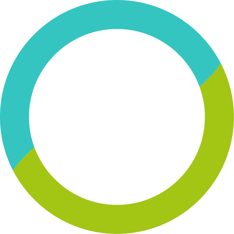 Illustratie van een cirkel in groen en blauw